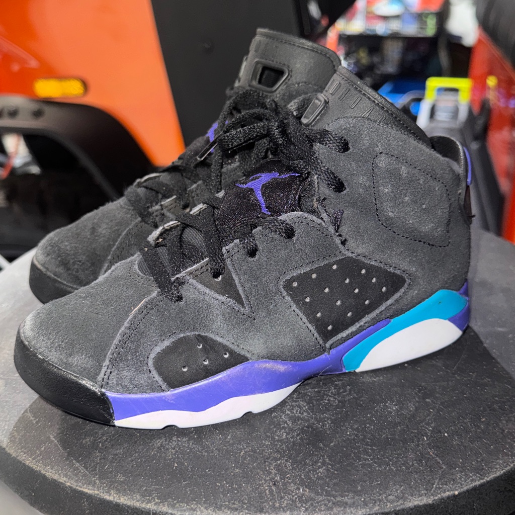 Nike Air Jordan Black And Purple High-Top Sneakers In Boys Size 1y